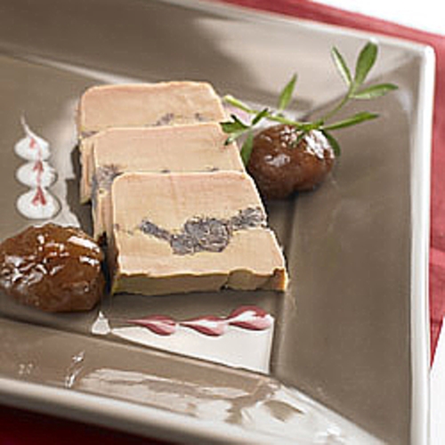 Foie gras de Canard mi cuit aux marrons glacés