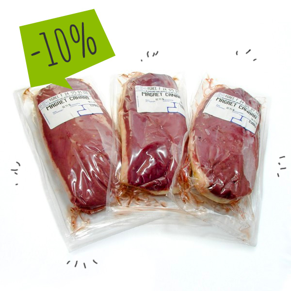 LOT DE 3 MAGRETS DE CANARD CRUS DU PERIGORD SOUS VIDE +/- 100g - 1140g