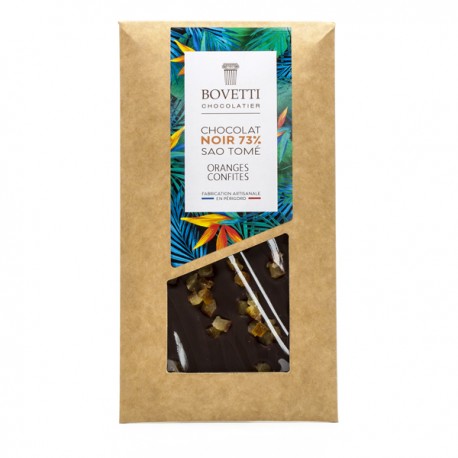 Tablette Chocolat noir à 73% et Orange Pur Beurre de Cacao, 100g