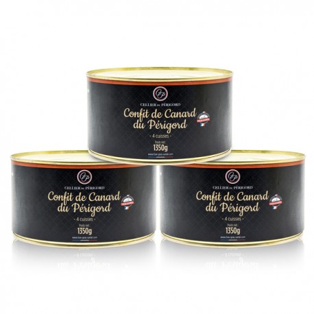 Lot de 3 Confits de Canard du Périgord 4 Cuisses 1350g soit 4050g