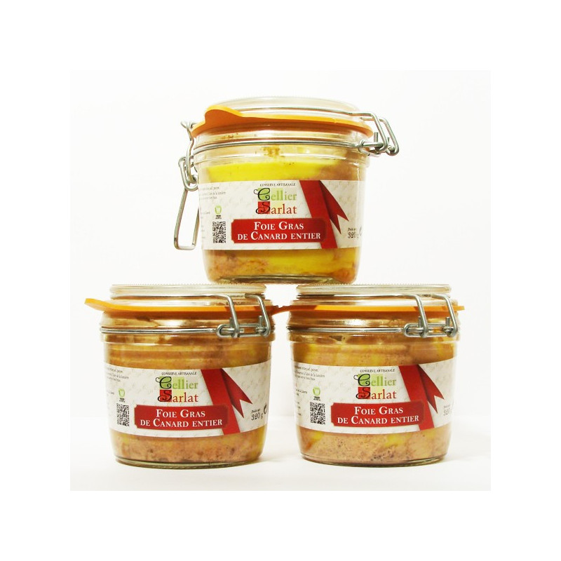 1 Lot de 3 Verrines de Foie Gras de Canard Entier Artisanal 320g