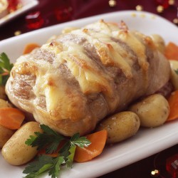 Roti de selle d'agneau façon Orloff tomates confites et tomme de vache 800g +/-80g