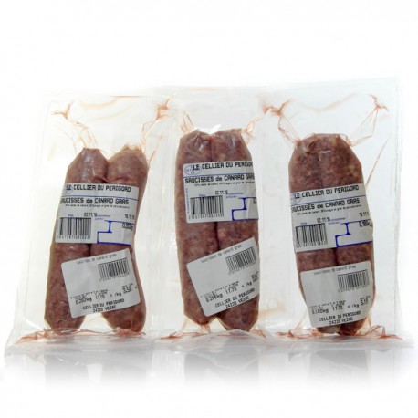 Lot de 6 Saucisses de canard facon toulouse 3x2 soit env 480g