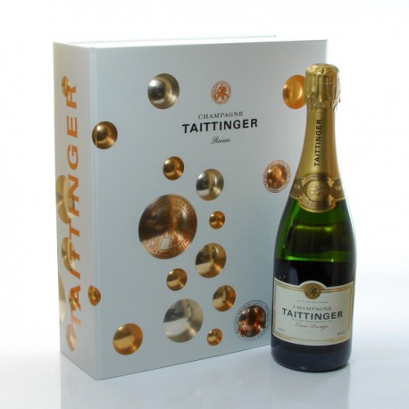 Coffret Champagne Taittinger Brut Réserve AOC Champagne Brut et ses 2 flutes, 75cl