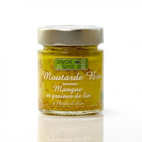 Moutarde Bio saveur Mangue et Graine de lin à l'huile, 130g
