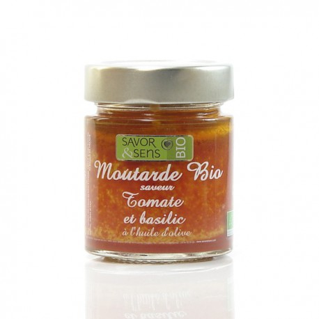 Moutarde Bio saveur tomate et basilic à l'huile d'olive bio, 130g