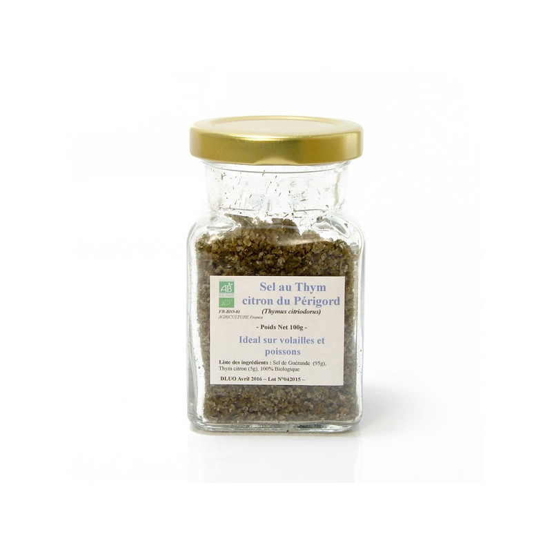Sel de guérande aromatisé au thym citron bio, 100g