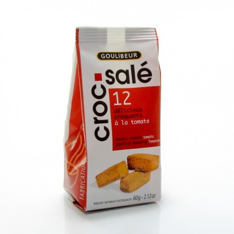 Croc salé tomate biscuits artisanaux apéro, sachet 60g