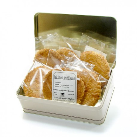 Boite à biscuits 6 sablés artisanaux abricot coquelicot 6x50gr soit 300gr