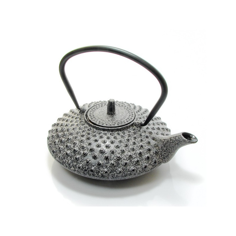 Théière en fonte émaillée gris avec filtre inox 80cl