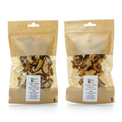 Lot de cèpes secs et girolles séchées françaises 2x30g