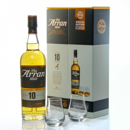 Whisky Arran 10 ans Coffret + 2 verres 46° 70cl