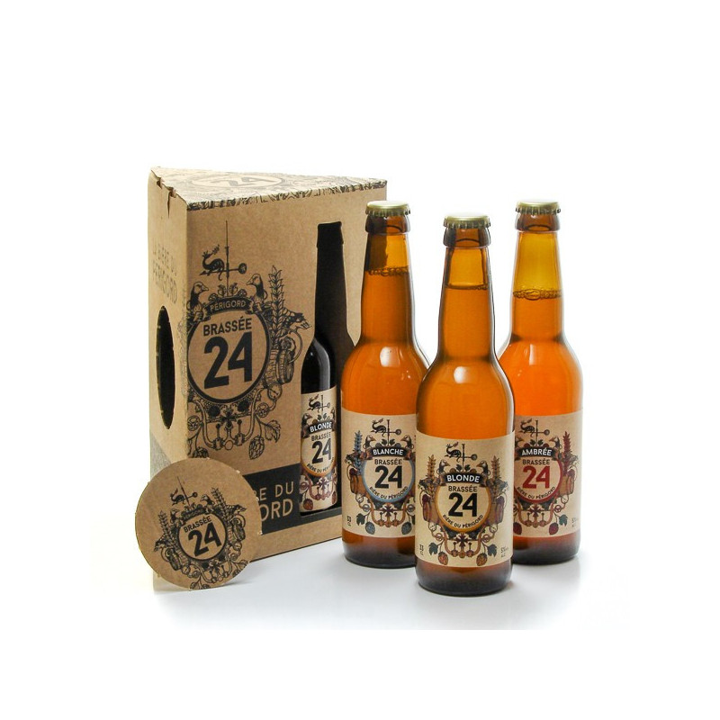 Lot Bières Brasserie Artisanale de Sarlat et Sous-bock, 3x33cl Lot Bières Brasserie Artisanale de Sarlat et Sous-bock, 3x33cl