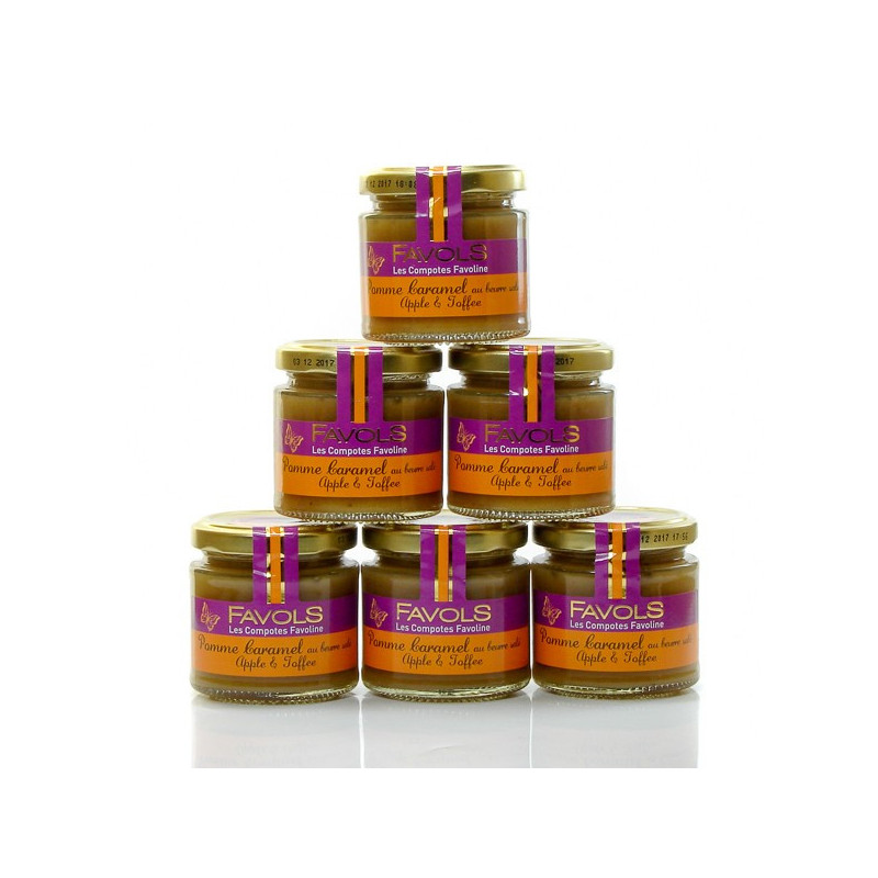 Lot de 6 compotes de pommes et caramel au beurre salé soit 720g