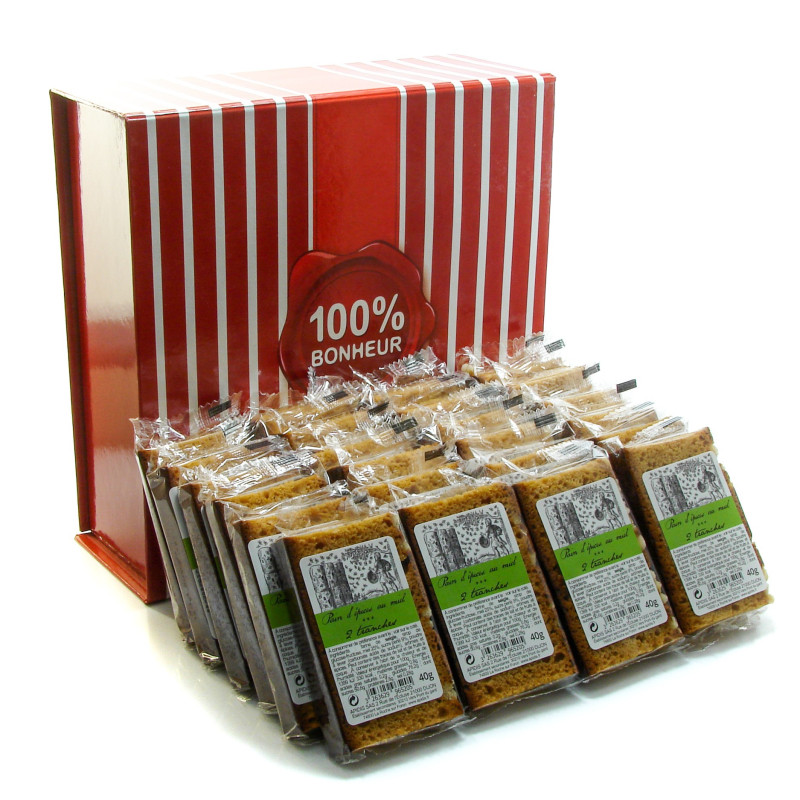 BOITE GOURMANDE 24 SACHETS DE 2 TRANCHES DE PAIN D'EPICES 24x40g soit 960g