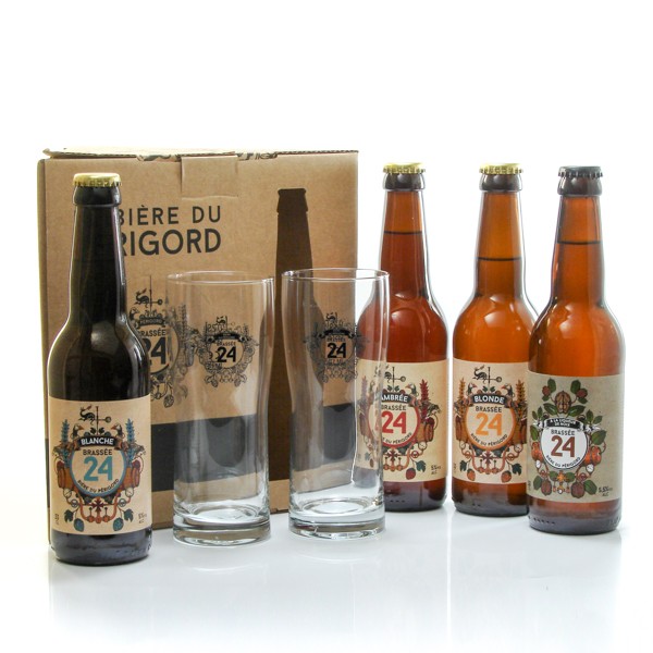 Coffret Bières + Verre : bières artisanales 2 x 33 cl + verre à