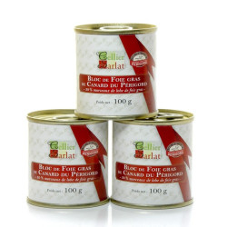Lot de 3 blocs de foie gras de canard IGP Périgord avec morceaux 100g soit 300g