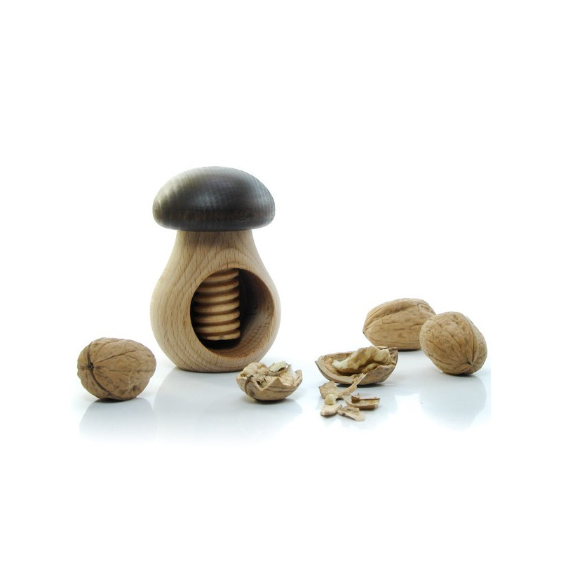 Casse-Noix En Bois De Hêtre Naturel En Forme De Champignon - Très Solide, Bois Brut Non Peint