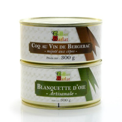 Lot de Coq au Vin de Bergerac Aux Cèpes 300g et Blanquette d'Oie Artisanale 300g