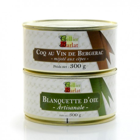 Lot de Coq au Vin de Bergerac Aux Cèpes 300g et Blanquette d'Oie Artisanale 300g