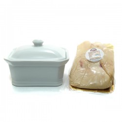 Lot Terrine en Porcelaine et Lobe de Foie Gras de Canard Cru 440g +/- 50g