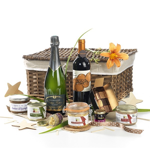 Coffret de luxe : Caviar, Foie Gras, Champagne - Origine France 