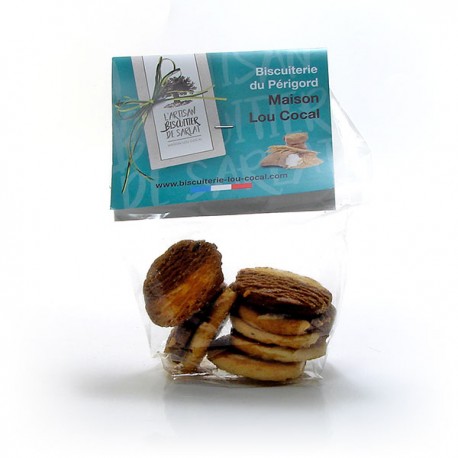 Sachet de 7 Biscuits Artisanaux Bicolores Choco Noisette et Poire 70g