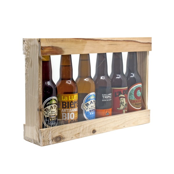 Coffret Cadeau Bois Bières Artisanales + Verre - Brasserie Ratz