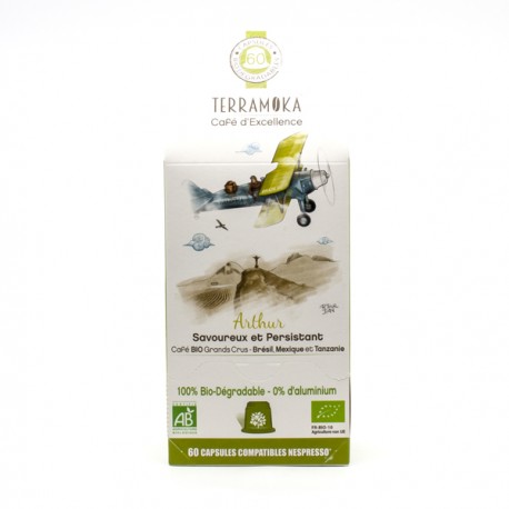 Café Gamme Arthur Grand Cru Brésil Mexique Tanzanie BIO Capsules Type Nespresso x60