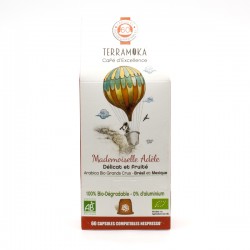 Café Gamme Adèle 100% Arabica Grand Cru Brésil Mexique BIO Capsules Type Nespresso x60