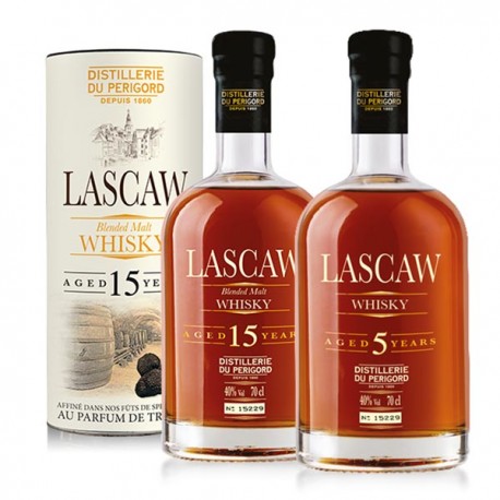 Lot de 2 Whiskies Lascaw 5 ans et 15 ans soit 140cl