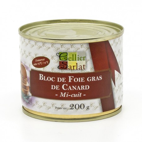 Bloc de foie gras de canard avec 30% de morceaux mi-cuit 200G