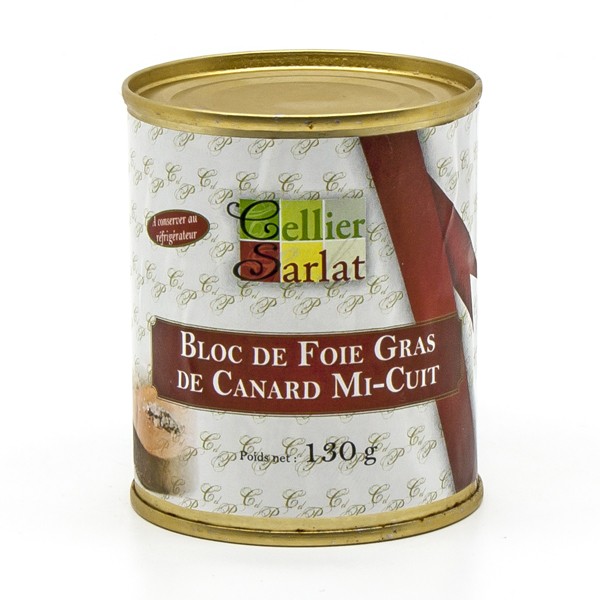 Bloc de foie gras de canard avec 30% de morceaux mi-cuit 200G