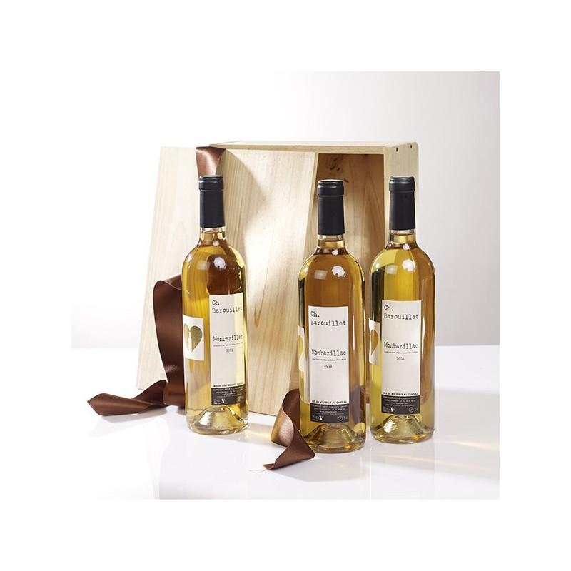 Caisse Bois 3 Bouteilles Monbazillac