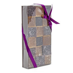 Coffret de 18 Pâtes de Fruit avec Noeud en Satin Prune 350g