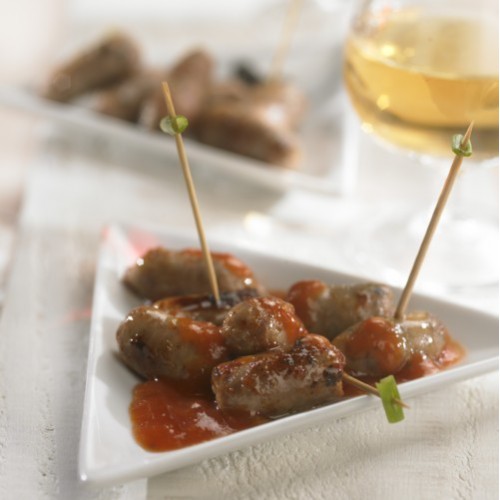 Petites Saucisses au Coulis de Tomate et au Piment d'Espelette